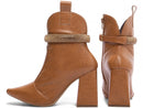 Bota cano curto - Pulseira removível - Salto alto, bloco, grosso 9 cm/Feminino
