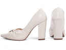 Scarpin luxo - Laço - Napa/Verniz - Salto alto, grosso 9 cm/ Feminino