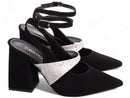 Scarpin luxo - Nobuck - Salto médio, bloco, grosso 8,5 cm/Feminino