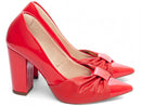 Scarpin luxo - Laço - Napa/Verniz - Salto alto, grosso 9 cm/ Feminino