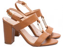 Sandália detalhe em ABS - Salto médio, bloco 8,5 cm/Feminino