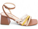 Sandália tiras multicolorido - Salto baixo, bloco quadrado 5,5 cm/Feminino