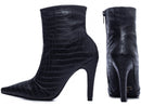 Bota cano baixo - Croco - Salto alto, fino 10 cm/Feminino