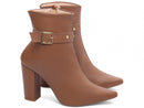 Bota cano médio - Com apliques - Salto alto, bloco 9 cm/Feminino