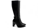 Bota cano alto - Detalhe em fivela removível - Salto alto, bloco 9 cm/Feminino