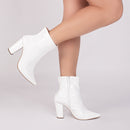 Bota cano médio - Verniz - Salto alto, bloco, grosso 9 cm/Feminino