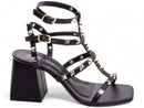 Sandália Spikes - Salto médio, bloco 7,0 cm/Feminino