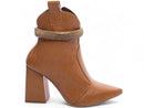 Bota cano curto - Pulseira removível - Salto alto, bloco, grosso 9 cm/Feminino