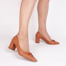 Scarpin luxo - Design envelope em nó - Salto baixo, quadrado 6,5 cm/Feminino