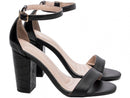 Sandália Napa/Croco - Salto médio bloco, grosso 8,5 cm/Feminino