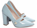 Scarpin luxo - Aplique lateral - Verniz - Salto alto, bloco, grosso 8 cm/Feminino