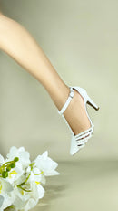 Scarpin para NOIVAS - Detalhes e Pérolas - Salto alto, fino 9 cm/Feminino