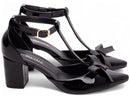 Scarpin luxo - Laço - Verniz - Salto baixo - quadrado 6,5 cm/Feminino