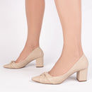 Scarpin luxo - Design envelope em nó - Salto baixo, quadrado 6,5 cm/Feminino