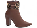Bota cano curto - Laço - Salto alto, bloco 9 cm/Feminino