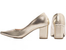 Scarpin simples - Napa/Metalizado/Verniz - Salto médio, bloco, grosso 6,5 cm/Feminino