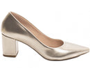 Scarpin simples - Napa/Metalizado/Verniz - Salto médio, bloco, grosso 6,5 cm/Feminino