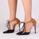 Scarpin luxo - Cadarço - Napa Vintage - Salto alto, fino 12 cm/Feminino.