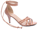 Sandália tamanho grande - Verniz - Salto fino baixo 7 cm - Cordão de amarrar removível / Feminino