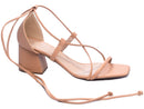 Sandália tamanho grande - Amarração nas pernas - Salto bloco, médio 7 cm/ Feminino