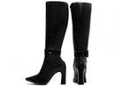 Bota cano alto - Detalhe em fivela removível - Salto alto, bloco 9 cm/Feminino