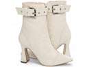 Bota cano médio - Salto taça - Salto alto 9 cm - detalhe em fivela/Feminino