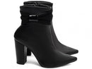 Bota cano curto - Laço - Salto alto, bloco 9 cm/Feminino