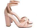 Sandália design cruzado - Salto médio, bloco 8,5 cm/Feminino