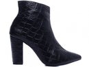 Bota cano baixo - Croco - Salto médio, bloco, grosso 8,5 cm/Feminino