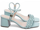 Sandália design trançado - Salto baixo, bloco, quadrado 5,5 cm/Feminino