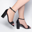 Sandália mini tranças - Salto médio, bloco, quadrado 8,5 cm/Feminino