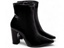 Bota cano médio - Verniz - Salto alto, bloco, grosso 9 cm/Feminino