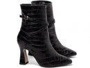 Bota cano médio - Croco - Salto taça - Salto alto 9 cm/Feminino