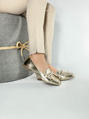 Mocassim confort metalizado - Detalhe em laço/Feminino