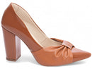 Scarpin luxo - Laço - Napa/Verniz - Salto alto, grosso 9 cm/ Feminino