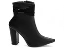 Bota cano curto - Laço - Salto alto, bloco 9 cm/Feminino