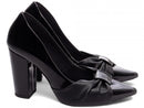 Scarpin luxo - Laço - Napa/Verniz - Salto alto, grosso 9 cm/ Feminino