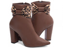 Bota cano curto - Laço - Salto alto, bloco 9 cm/Feminino