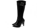 Bota cano alto - Detalhe em fivela - Salto alto, fino 9 cm/Feminino