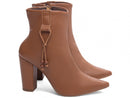 Bota cano médio - Cordão lateral - Salto alto, bloco 9 cm/Feminino