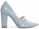 Scarpin luxo - Aplique lateral - Verniz - Salto alto, bloco, grosso 8 cm/Feminino