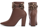 Bota cano curto - Laço - Salto alto, bloco 9 cm/Feminino