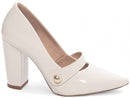 Scarpin luxo - Aplique lateral - Verniz - Salto alto, bloco, grosso 8 cm/Feminino