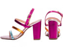 Sandália tiras tripla multicolorido - Salto médio, bloco 8,5 cm/ Feminino