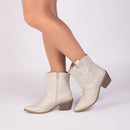 Bota cano curto - Texana Country - Bordado - Salto baixo, bloco 6 cm/Feminino