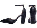 Scarpin luxo - Salto médio, bloco, grosso, croco, 8,5 cm/Feminino