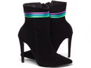 Bota cano médio - Tiras multicolorido - Salto alto, fino 12 cm/Feminino