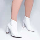 Bota cano baixo - Croco - Salto médio, bloco, grosso 8,5 cm/Feminino