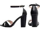 Sandália design cruzado - Salto médio, bloco 8,5 cm/Feminino