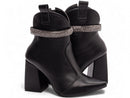 Bota cano curto - Pulseira removível - Salto alto, bloco, grosso 9 cm/Feminino